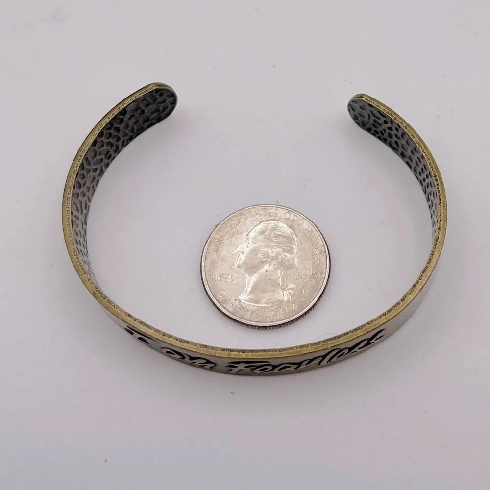 Inspirational I Am Fearless Brass Cuff Bracelet Unisex